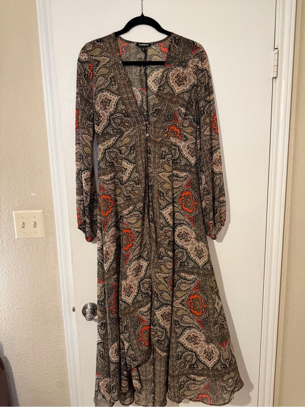 Bohemian Paisley Long Sleeve Duster